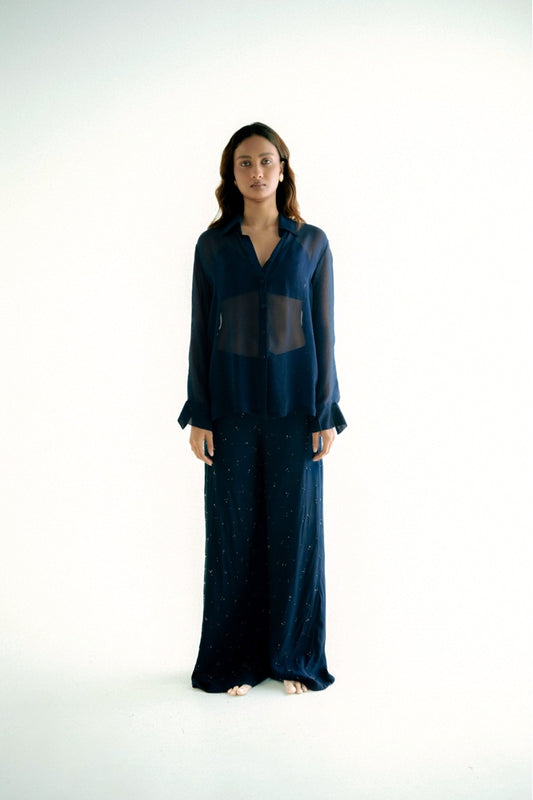 Chiffon  Shirt with Embroidered  Pants