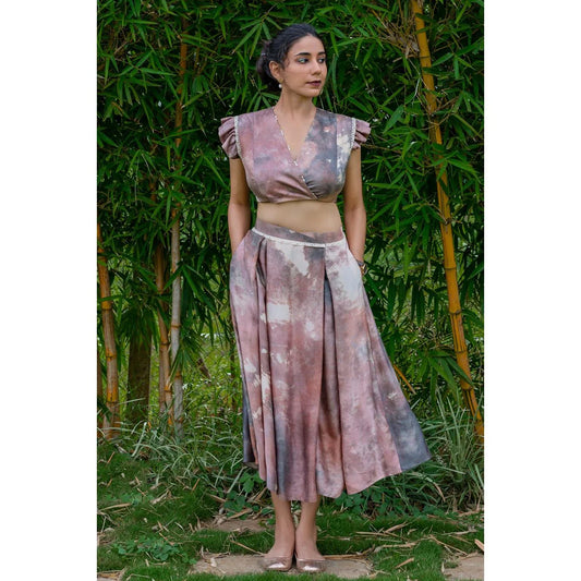 Taite Overlapped Tea-length Skirt