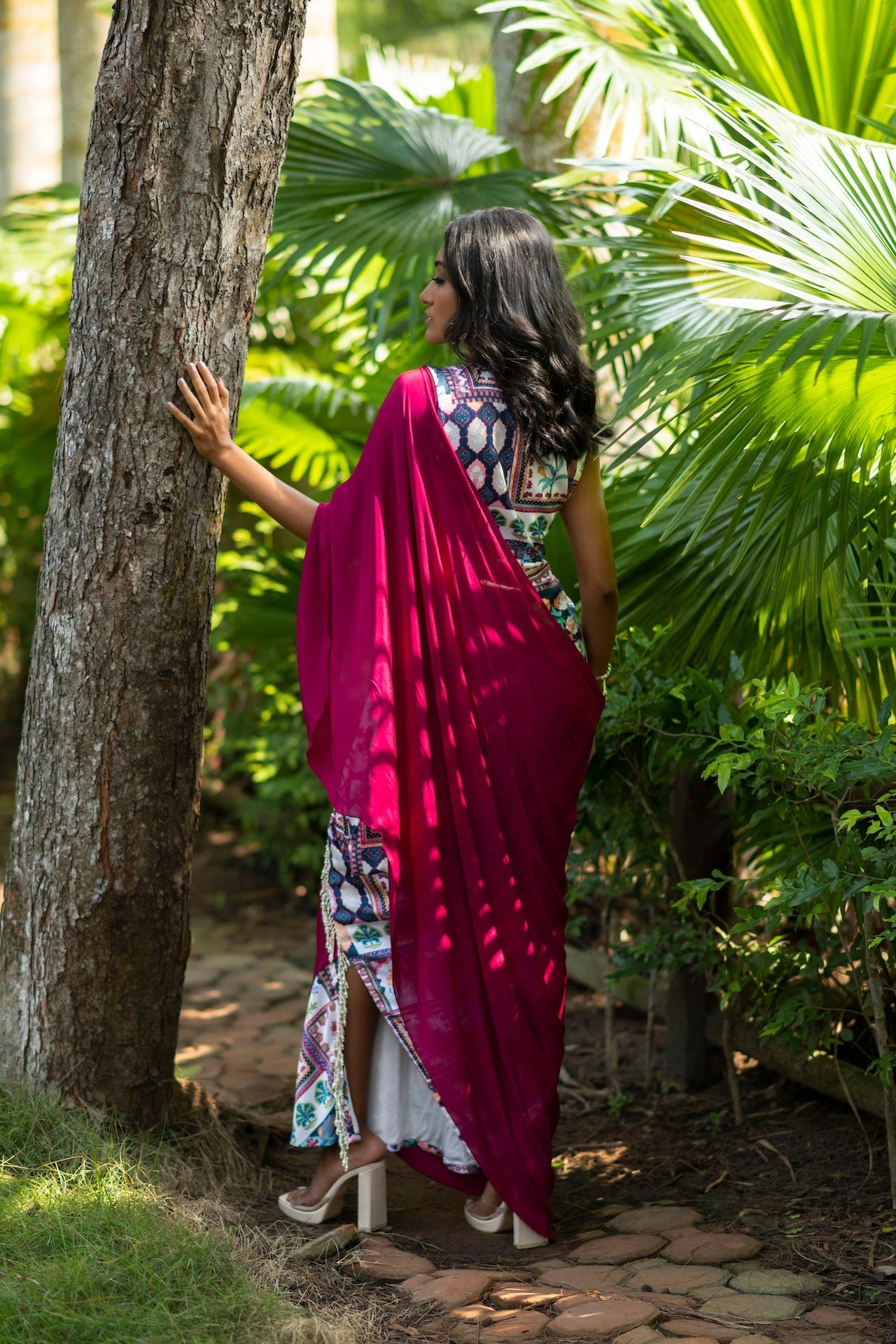 Printed Pre-Stitched Saree Dress
